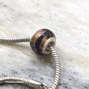 Murano .925 stearling silver center core glass bead fits pandora type bracelets